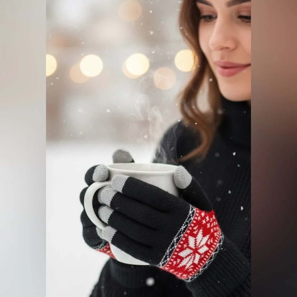 Cabela's Red and Black Knit Gloves